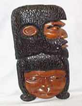 African Heads Carved Wooden Plaque
