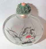 Snuff Bottle reverse painted with shrimp