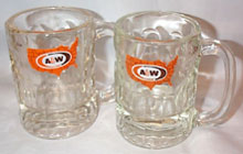 A & W Root Beer Glass Mugs, map of US